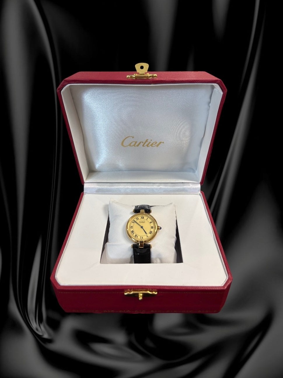 Must de Cartier Vendôme Vermeil Classic Round Watch with Lemon-Cream Roman Dial