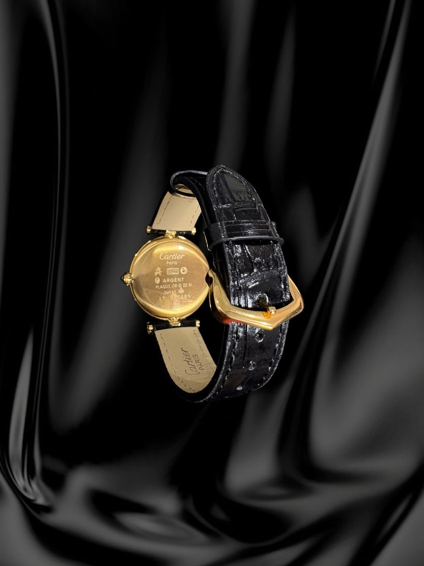 Must de Cartier Vendôme Vermeil Classic Round Watch with Lemon-Cream Roman Dial